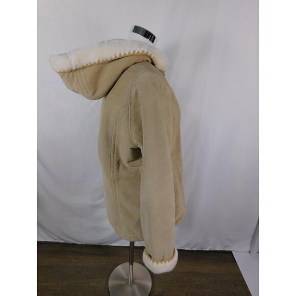 Croft & Barrow Tan Suede Hooded Jacket L Sherpa Lined - Picture 8 of 12
